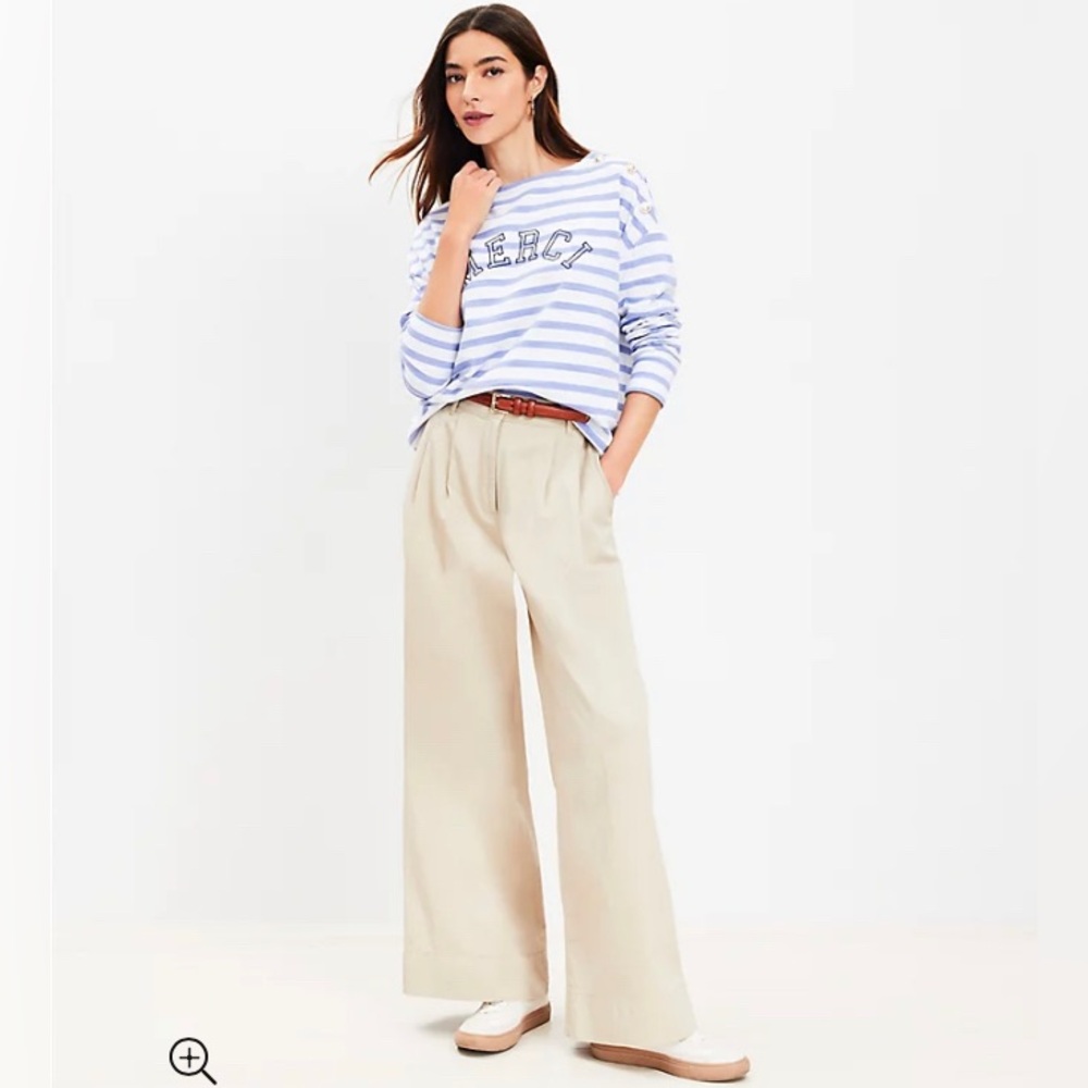 Beige Wide leg pants